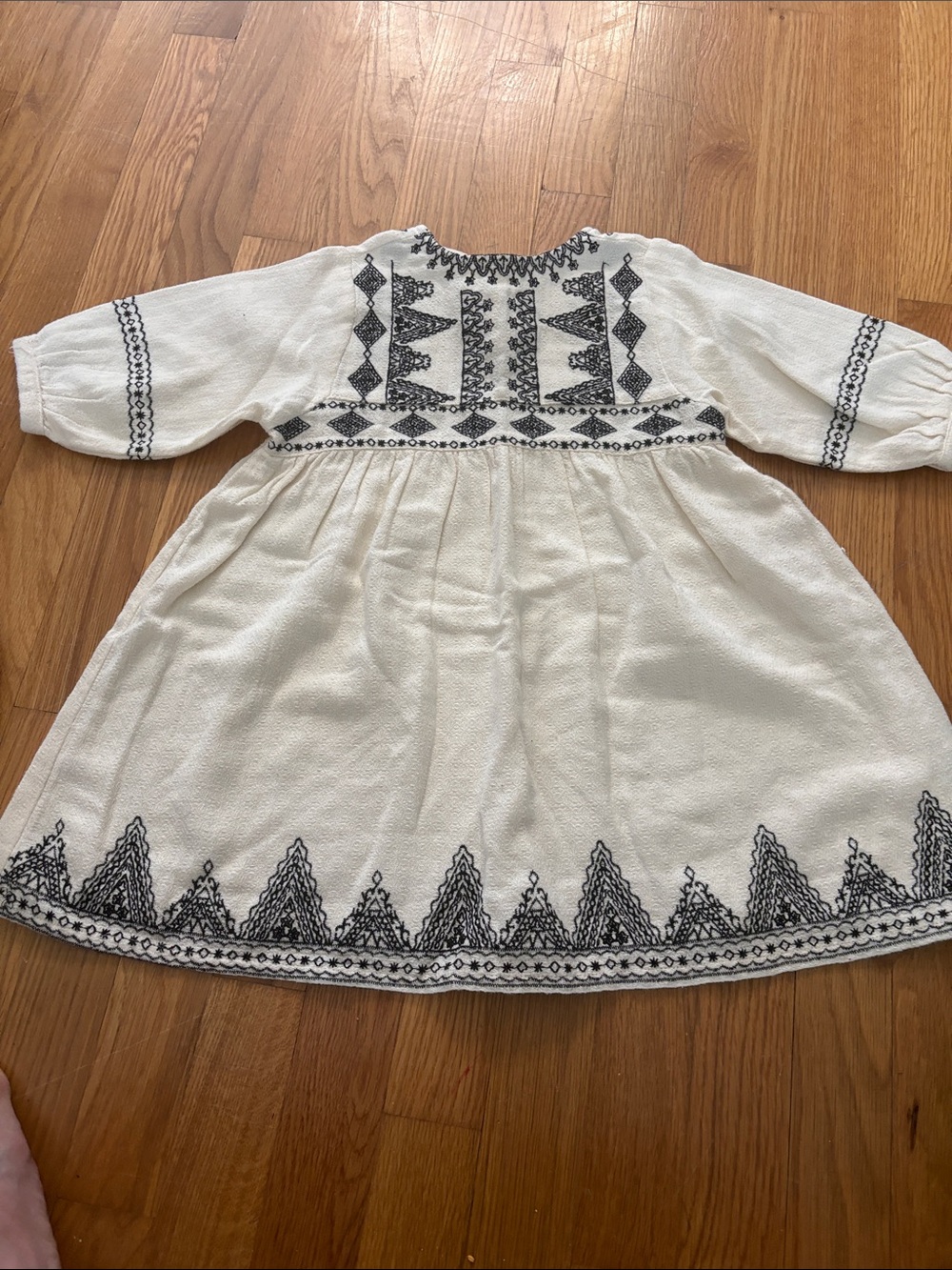 Zara White Dress with Black Embroidered Detail